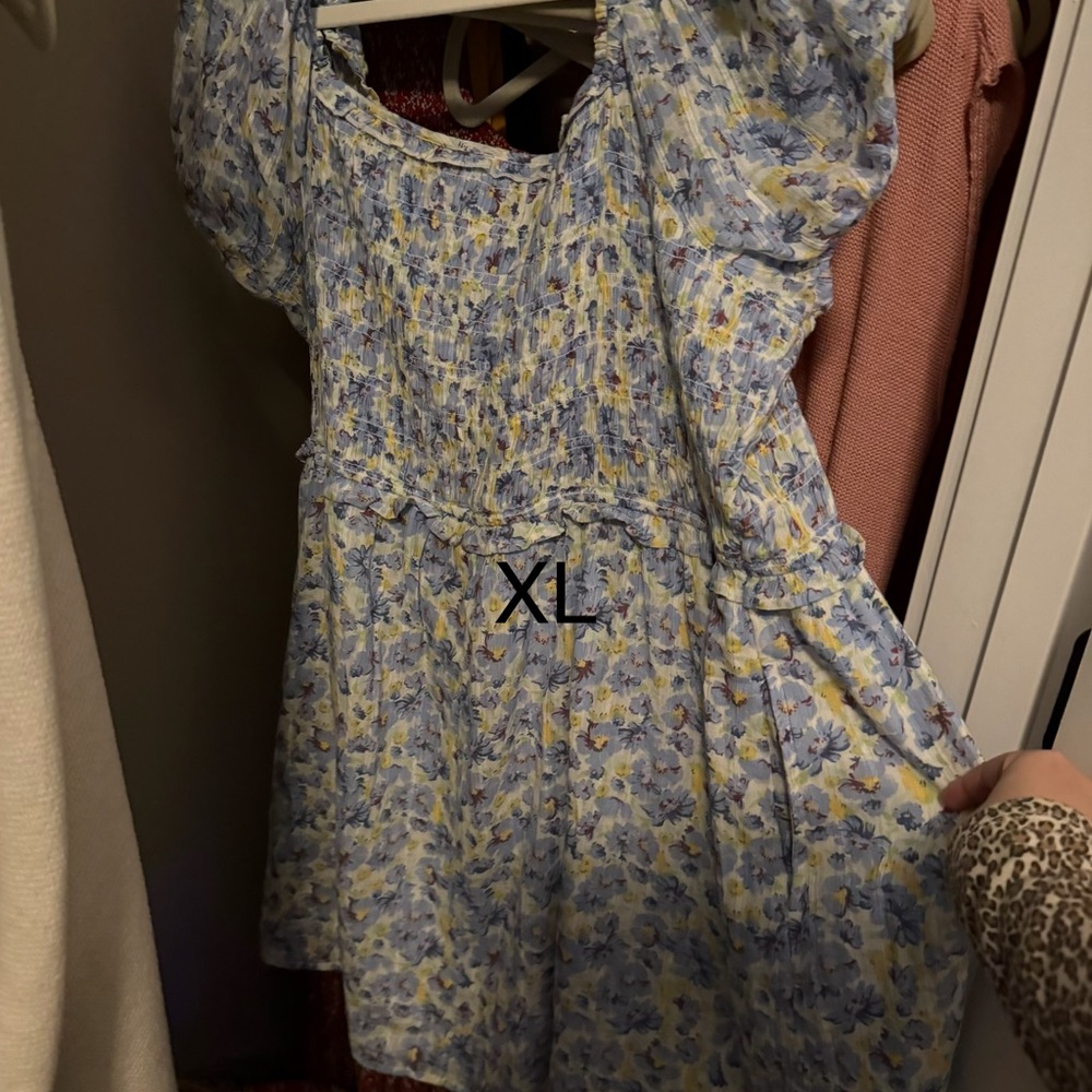 American Eagle Outfitters Blue and Yellow Floral Mini Dress